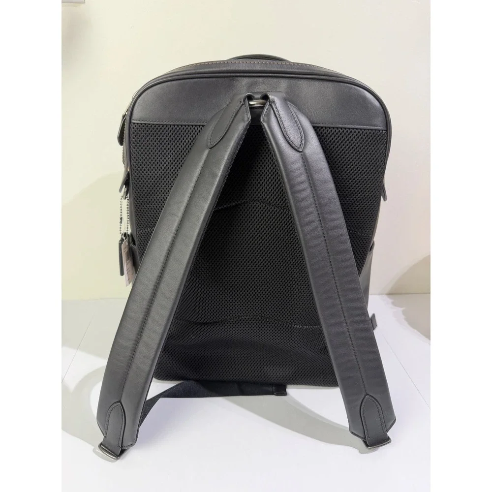 NWT Coach Graham Backpack Black Calf Leather Laptop Bag F37599 Large $550 Work